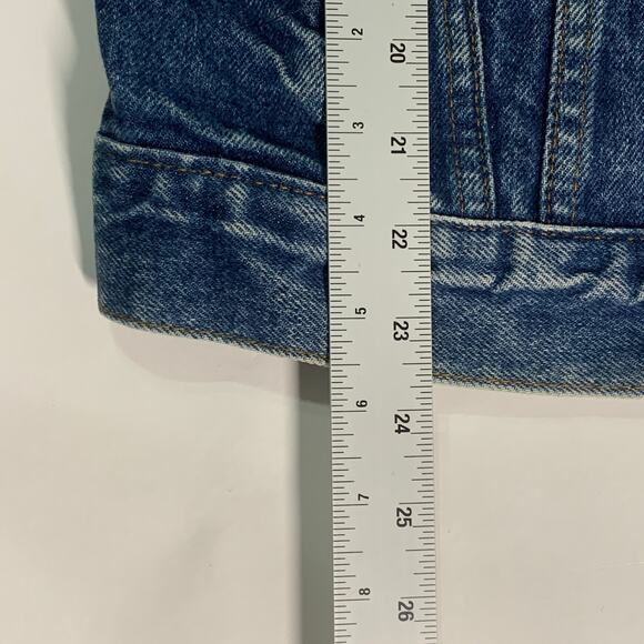 Levis Vintage Trucker Jacket S 38L Denim Made USA Distressed 90s 71506-0216 - Picture 7 of 8